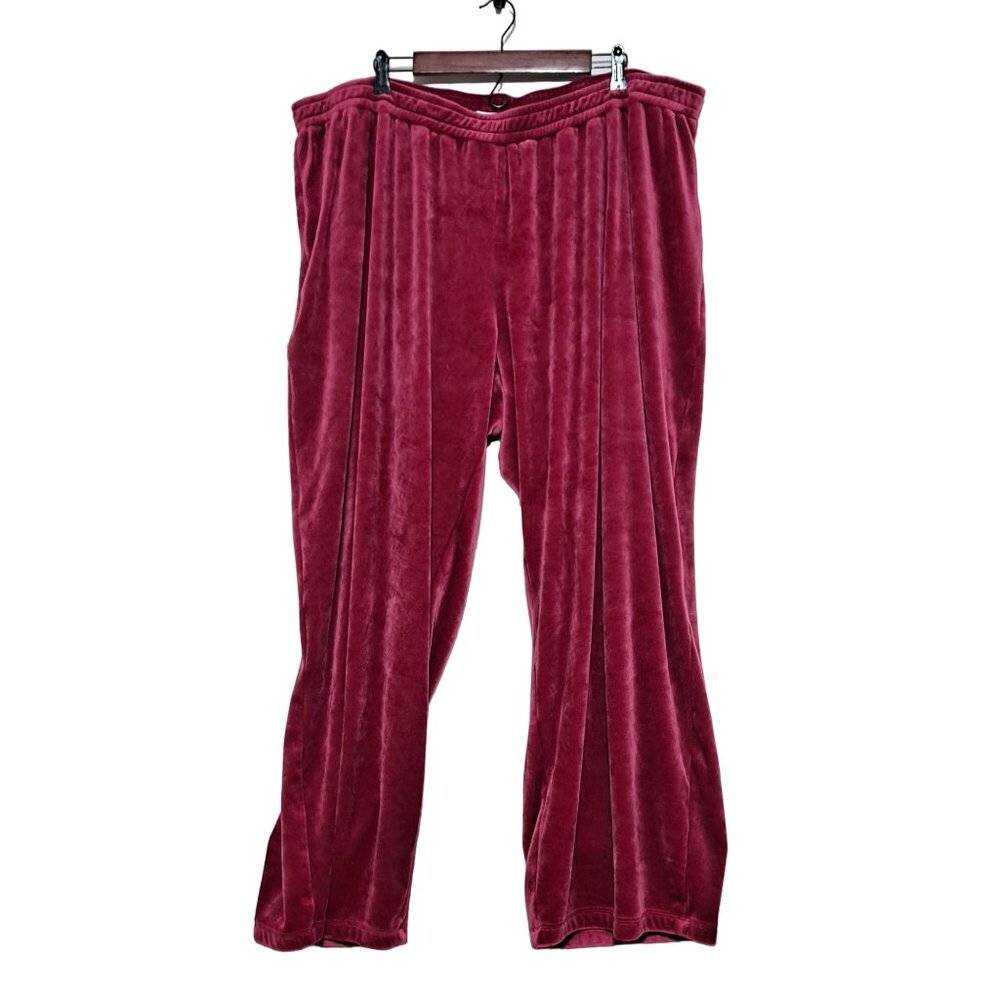 Ulla Popken Pants Woman 34 Jogger Velour Pink Wide Leg Pull On Stretch Comfort